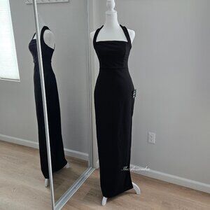 Lulus Black Column Maxi Dress Small Sleeveless New With Tag Glamorous Dedication